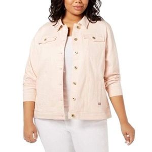 Tommy Hilfiger Blush Pink Stretch Jean Jacket Plus